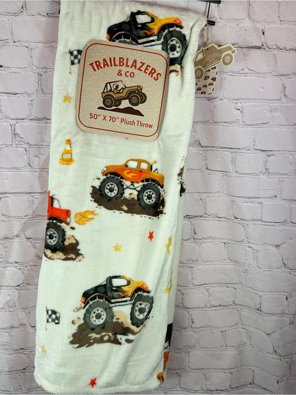 NWT Trailblazers Monster Truck Plush Throw Blanket fandom kids decor bold cozy
